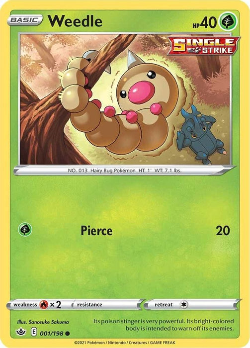 Weedle (#001/198) (SWSH06: Chilling Reign) Near Mint Reverse Holofoil