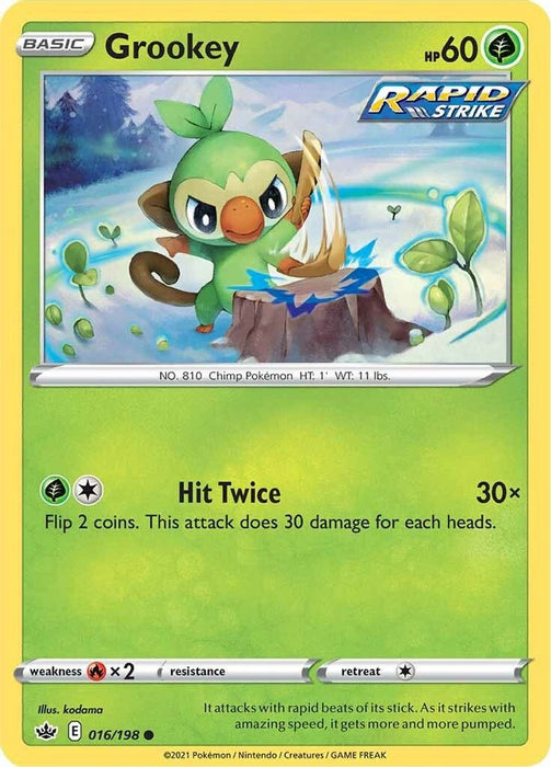 Grookey (#016/198) (SWSH06: Chilling Reign) Near Mint Reverse Holofoil