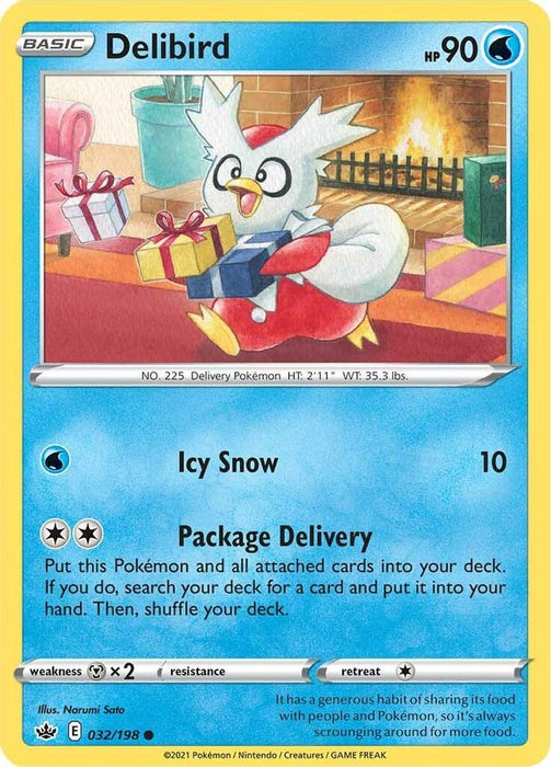 Delibird (#032/198) (SWSH06: Chilling Reign) Near Mint Reverse Holofoil