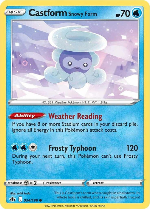 Castform Snowy Form (#034/198) (SWSH06: Chilling Reign) Near Mint Reverse Holofoil