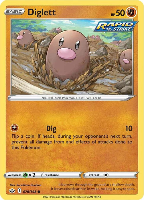 Diglett (#076/198) (SWSH06: Chilling Reign) Near Mint Reverse Holofoil