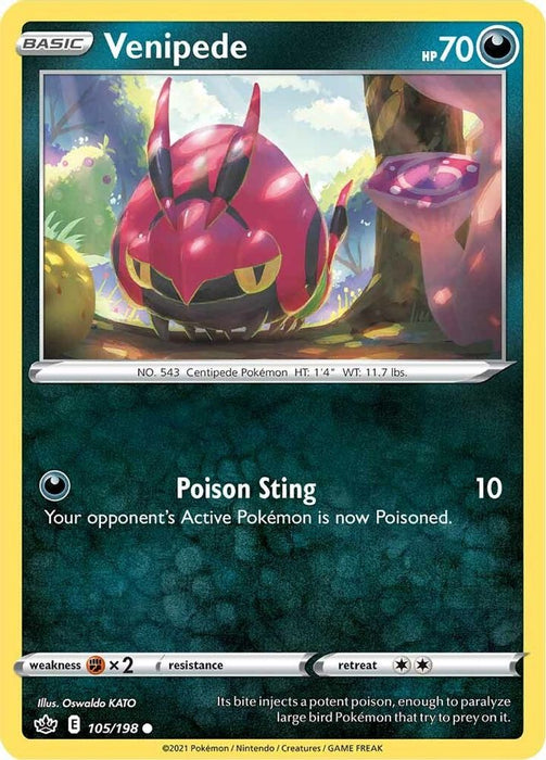 Venipede (#105/198) (SWSH06: Chilling Reign) Near Mint Reverse Holofoil
