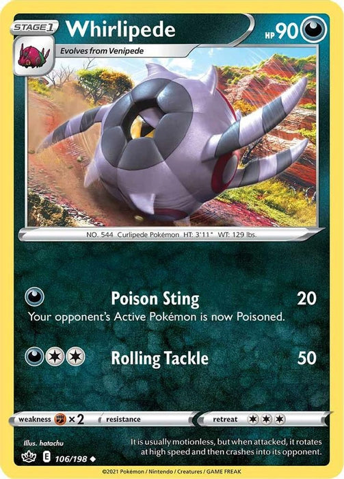 Whirlipede (#106/198) (SWSH06: Chilling Reign) Near Mint Reverse Holofoil