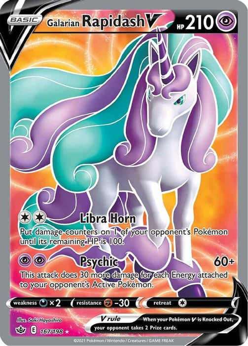 Galarian Rapidash V (Full Art) (#167/198) (SWSH06: Chilling Reign) Near Mint Holofoil