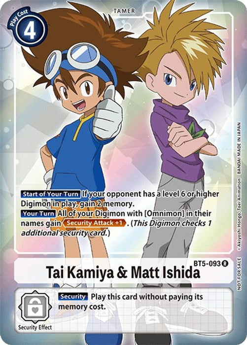 Tai Kamiya & Matt Ishida (Box Topper) (#BT5-093 R) (Battle of Omni) Near Mint Foil