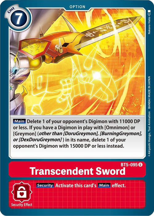 Image for Transcendent Sword (BT5-095 U) - Digimon Card Game