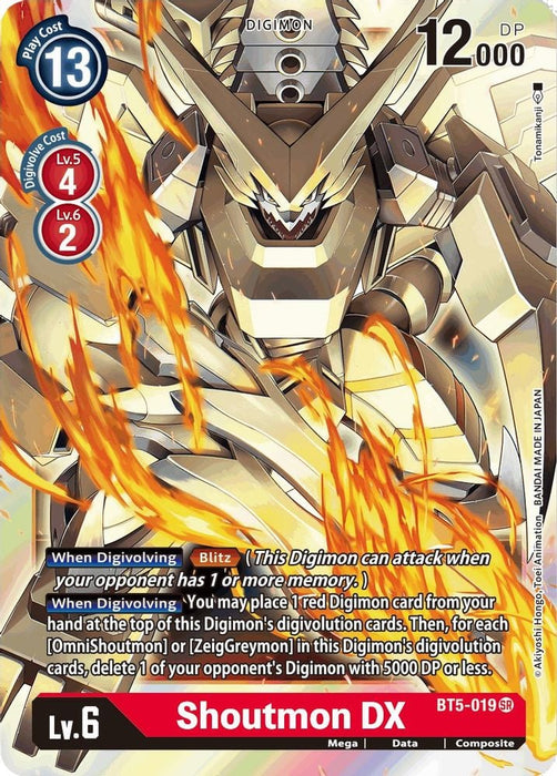 Shoutmon DX (#BT5-019 SR) (Battle of Omni) Near Mint Foil