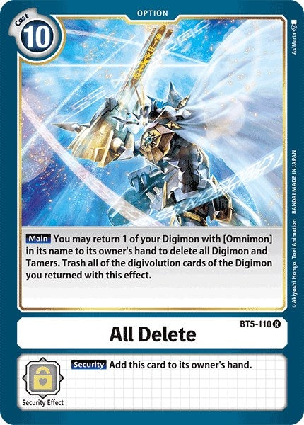 Image for All Delete (BT5-110 R) - Digimon Card Game