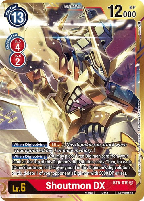 Shoutmon DX (Alternate Art) (#BT5-019 SR) (Battle of Omni) Near Mint Foil