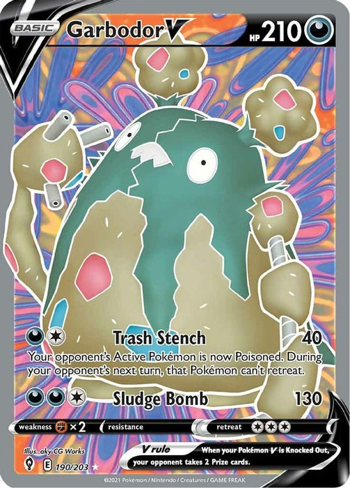 Garbodor V (Full Art) (#190/203) (SWSH07: Evolving Skies) Near Mint Holofoil