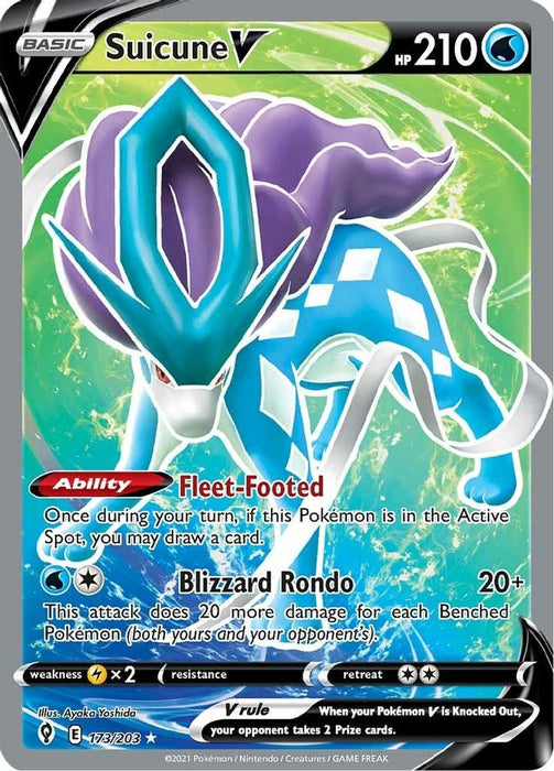 Suicune V (Full Art) (#173/203) (SWSH07: Evolving Skies) Near Mint Holofoil