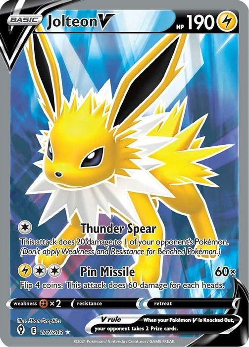 Jolteon V Full Art (#177/203) (SWSH07: Evolving Skies)