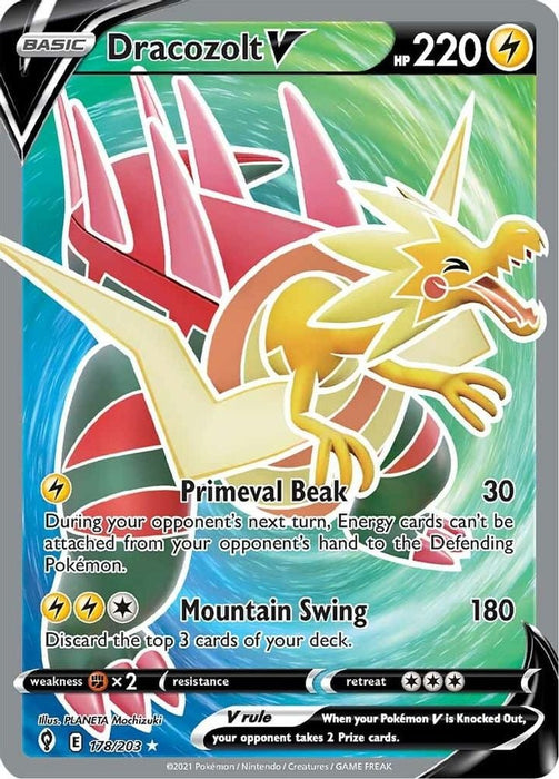 Dracozolt V Full Art (#178/203) (SWSH07: Evolving Skies) Near Mint Holofoil