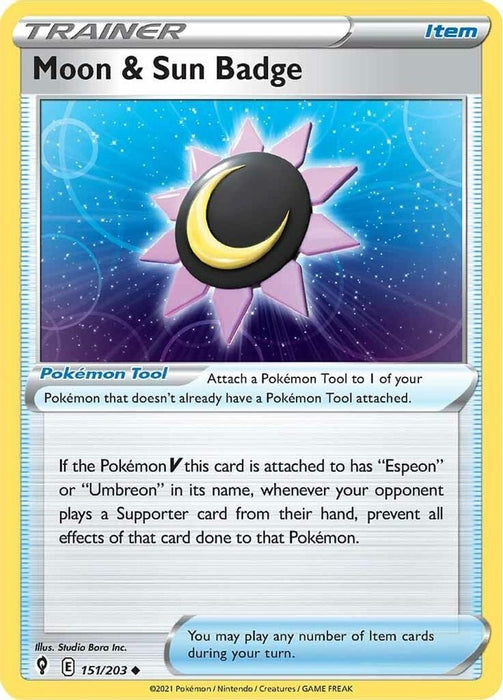 Moon and Sun Badge (#151/203) (SWSH07: Evolving Skies)
