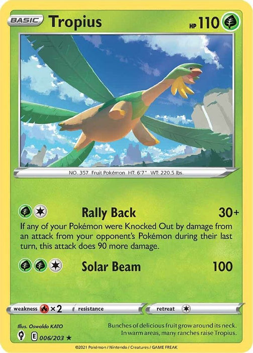 Tropius (#006/203) (SWSH07: Evolving Skies) Near Mint Reverse Holofoil