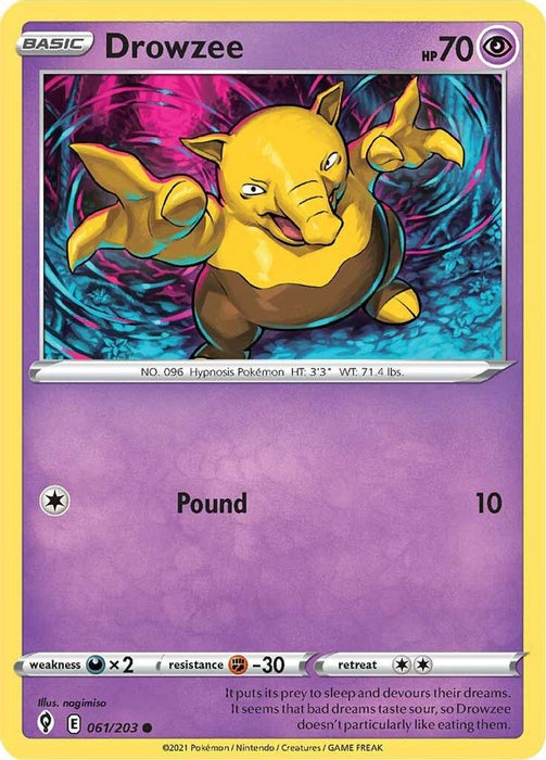 Drowzee (#061/203) (SWSH07: Evolving Skies) Near Mint Reverse Holofoil