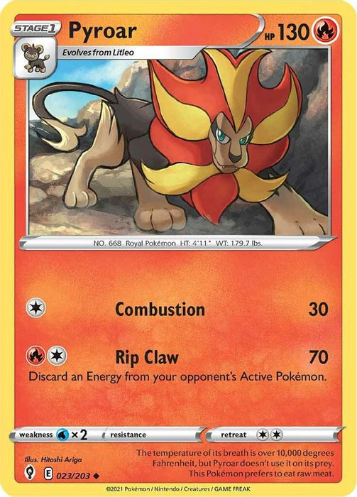 Pyroar (#023/203) (SWSH07: Evolving Skies) Near Mint Reverse Holofoil