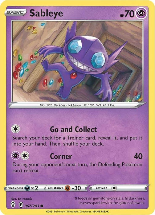 Sableye (#067/203) (SWSH07: Evolving Skies) Near Mint Reverse Holofoil