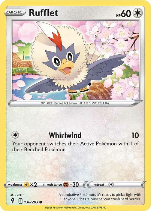 Rufflet (#136/203) (SWSH07: Evolving Skies) Near Mint Reverse Holofoil