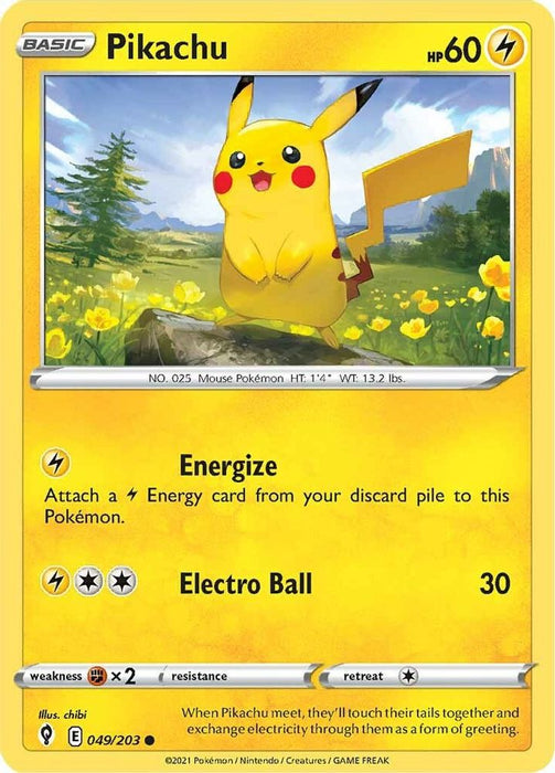Pikachu (#049/203) (SWSH07: Evolving Skies) Near Mint Reverse Holofoil