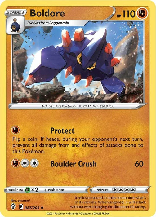Boldore (#087/203) (SWSH07: Evolving Skies) Near Mint Reverse Holofoil