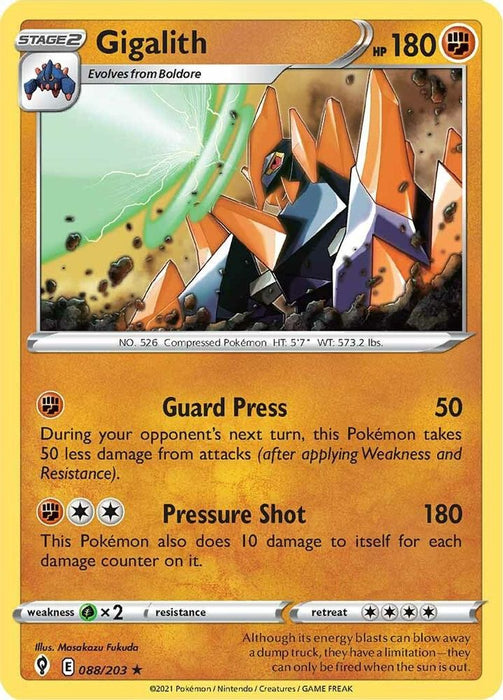 Gigalith (#088/203) (SWSH07: Evolving Skies) Near Mint Reverse Holofoil