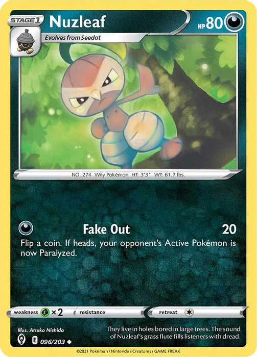 Nuzleaf (#096/203) (SWSH07: Evolving Skies) Near Mint Reverse Holofoil