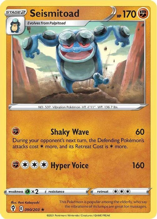 Seismitoad (#090/203) (SWSH07: Evolving Skies) Near Mint Reverse Holofoil