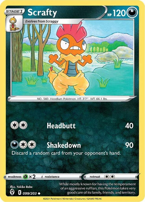 Scrafty (#099/203) (SWSH07: Evolving Skies) Near Mint Reverse Holofoil
