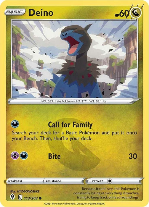 Deino (#113/203) (SWSH07: Evolving Skies) Near Mint Reverse Holofoil