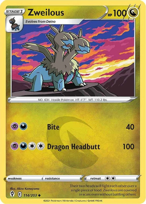 Zweilous (#114/203) (SWSH07: Evolving Skies) Near Mint Reverse Holofoil