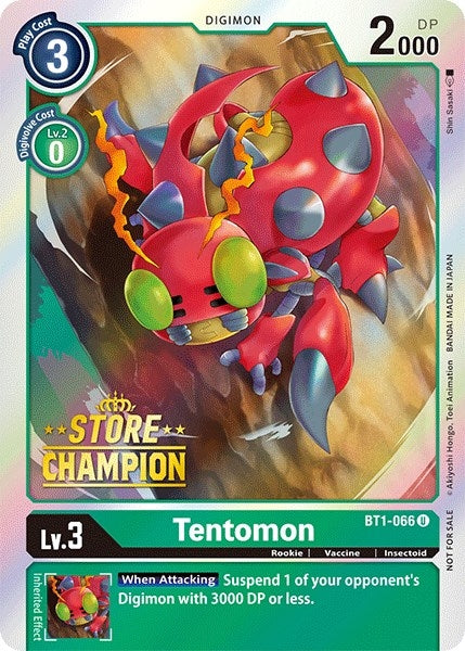 Image for Tentomon - BT1-066 (Store Champion) (BT1-066 U) - Digimon Card Game