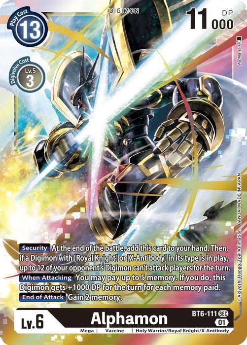 Alphamon (#BT6-111 SEC) (Double Diamond) Lightly Played Foil
