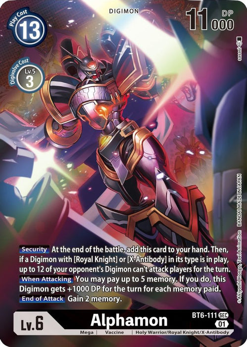 Alphamon (Alternate Art) (#BT6-111 SEC) (Double Diamond) Near Mint Foil