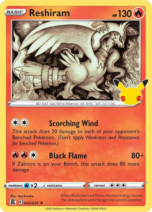 Reshiram (#002/025) (Celebrations) Near Mint Holofoil