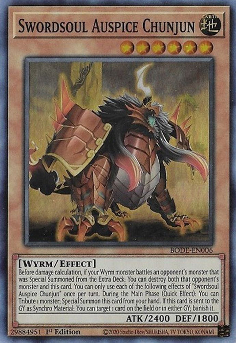 Swordsoul Auspice Chunjun (#BODE-EN006) (Burst of Destiny) Near Mint 1st Edition