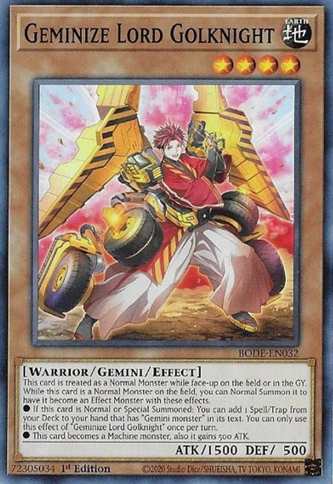 Geminize Lord Golknight (#BODE-EN032) (Burst of Destiny) Near Mint 1st Edition