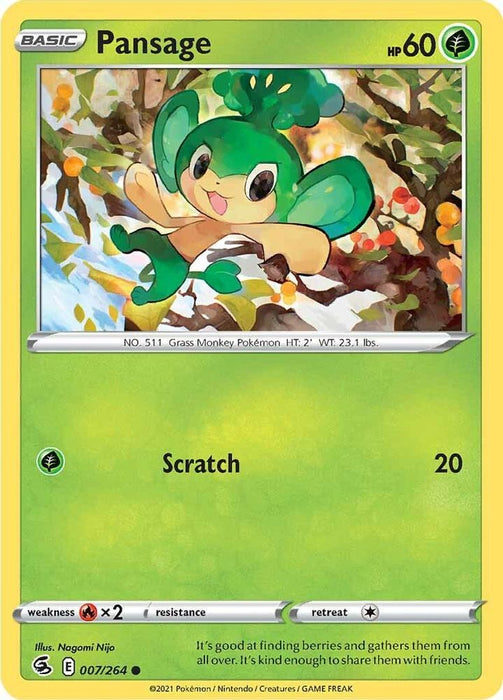 Pansage (#007/264) (SWSH08: Fusion Strike) Near Mint Reverse Holofoil