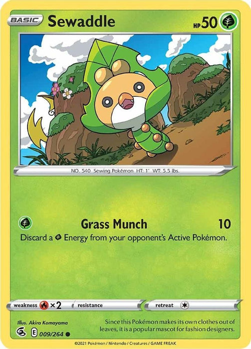 Sewaddle (#009/264) (SWSH08: Fusion Strike) Near Mint Reverse Holofoil