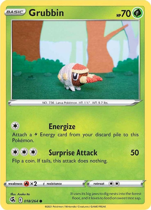 Grubbin (#018/264) (SWSH08: Fusion Strike) Near Mint Reverse Holofoil