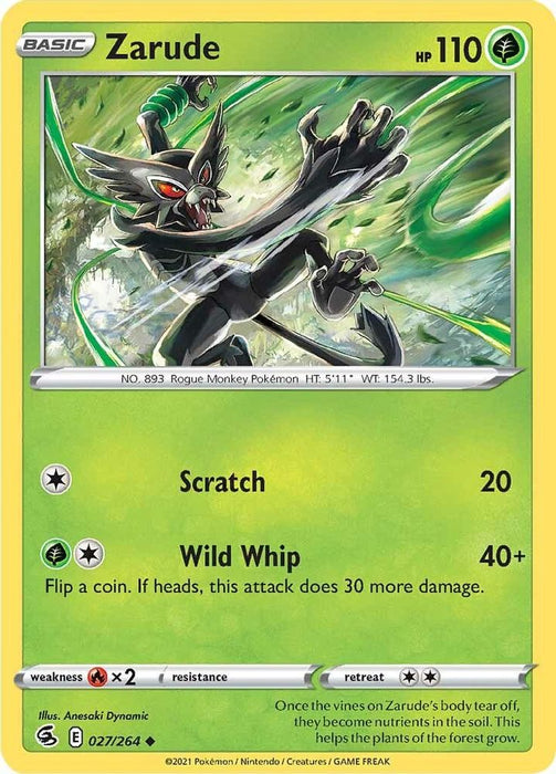 Zarude (#027/264) (SWSH08: Fusion Strike) Near Mint Reverse Holofoil