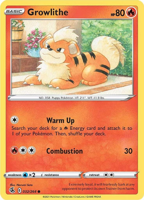 Growlithe (#032/264) (SWSH08: Fusion Strike) Near Mint Reverse Holofoil