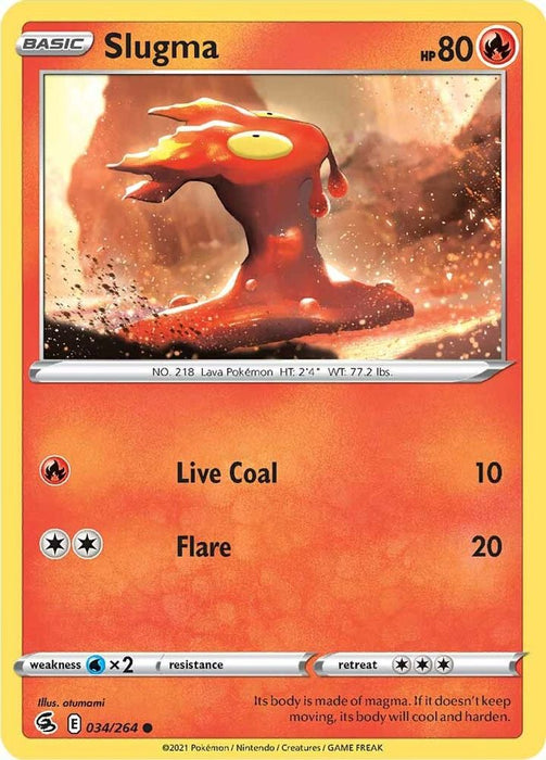 Slugma (#034/264) (SWSH08: Fusion Strike) Near Mint Reverse Holofoil