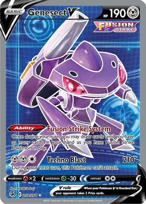 Genesect V (Full Art) (#254/264) (SWSH08: Fusion Strike) Near Mint Holofoil