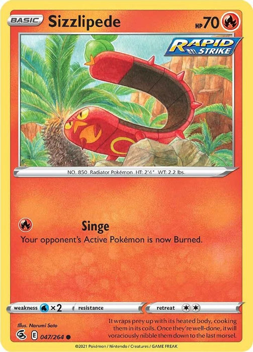 Sizzlipede (47) (#047/264) (SWSH08: Fusion Strike) Near Mint Reverse Holofoil