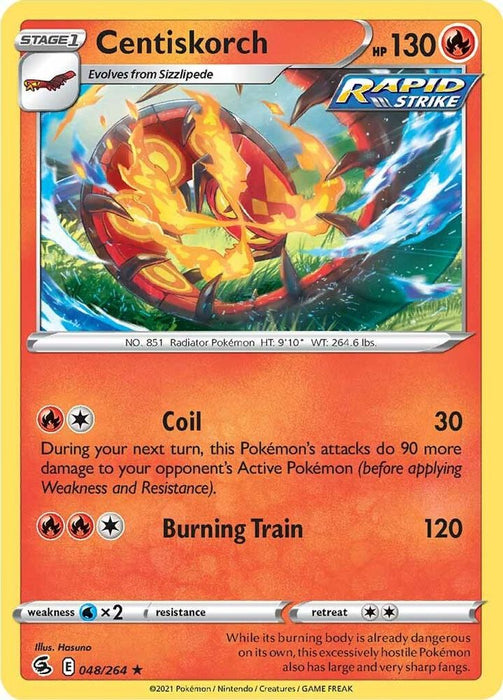 Centiskorch (48) (#048/264) (SWSH08: Fusion Strike) Near Mint Reverse Holofoil
