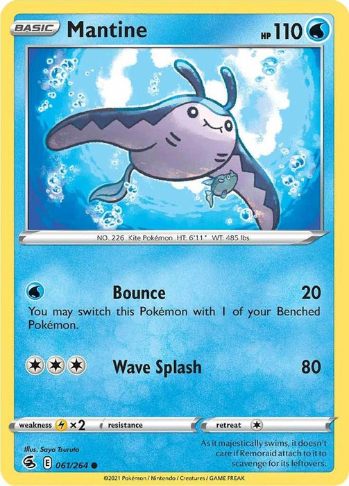 Mantine (#061/264) (SWSH08: Fusion Strike) Near Mint Reverse Holofoil