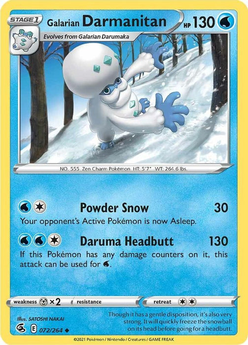 Galarian Darmanitan (#072/264) (SWSH08: Fusion Strike) Near Mint Reverse Holofoil