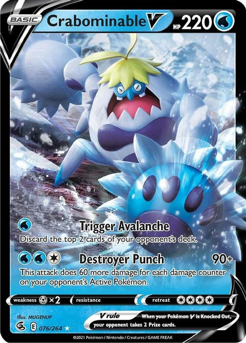 Crabominable V (#076/264) (SWSH08: Fusion Strike) Near Mint Holofoil