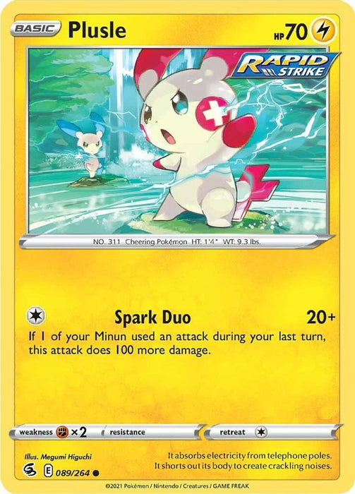 Plusle (#089/264) (SWSH08: Fusion Strike) Near Mint Reverse Holofoil